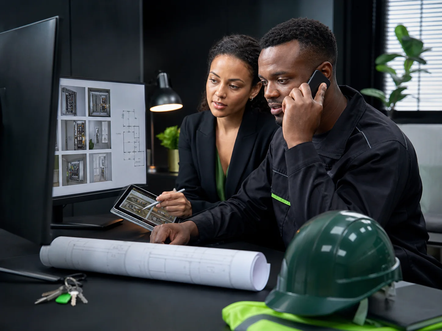 Electrical enquiry being reviewed and coordinated by a technician and property professional