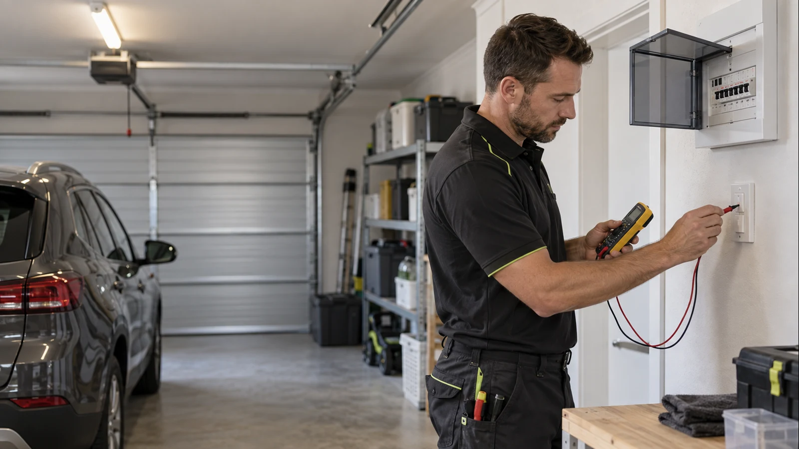 Electrician performing active electrical testing for Olivedale property planning
