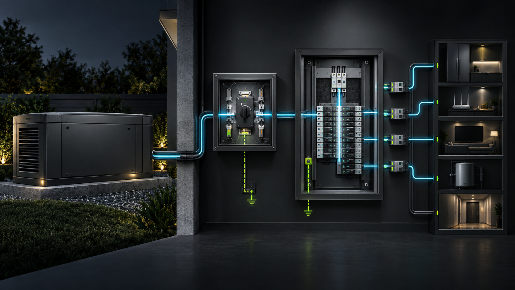 Illustrative generator changeover and distribution board integration flow