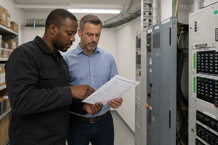 Commercial property representative reviewing an electrical inspection quotation in Roodepoort