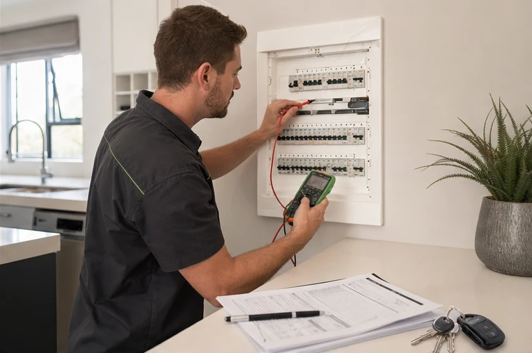 Electrical compliance documents being reviewed for a Randburg property transfer