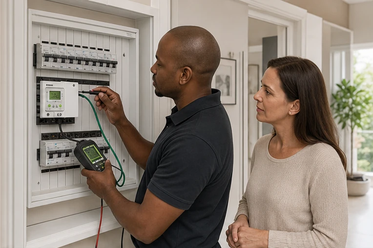 Distribution board assessment before installing a geyser timer in a Midrand home