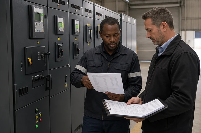 Facilities team reviewing electrical loads and quotation scope for a Midrand warehouse